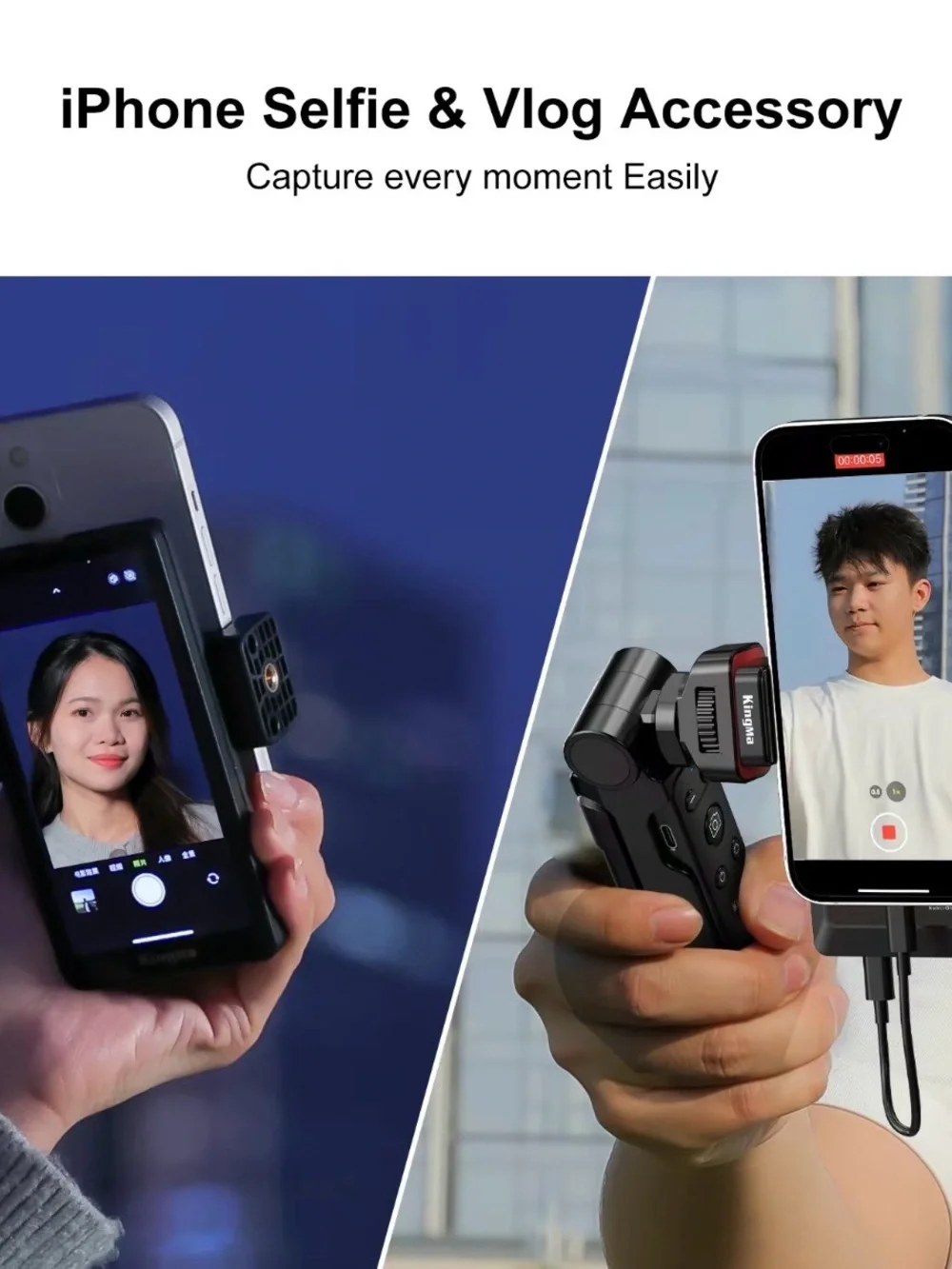 Vlog Selfie Monitor Screen For iPhone, Samsung 4k 30fps Wired Recording Magnetic